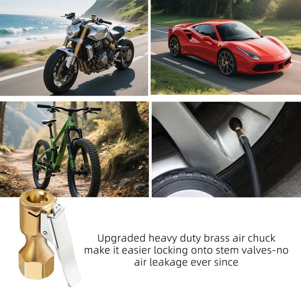 Lock On Tire Chuck Set Open Flow Air Chuck For Inflator Gauge 7
