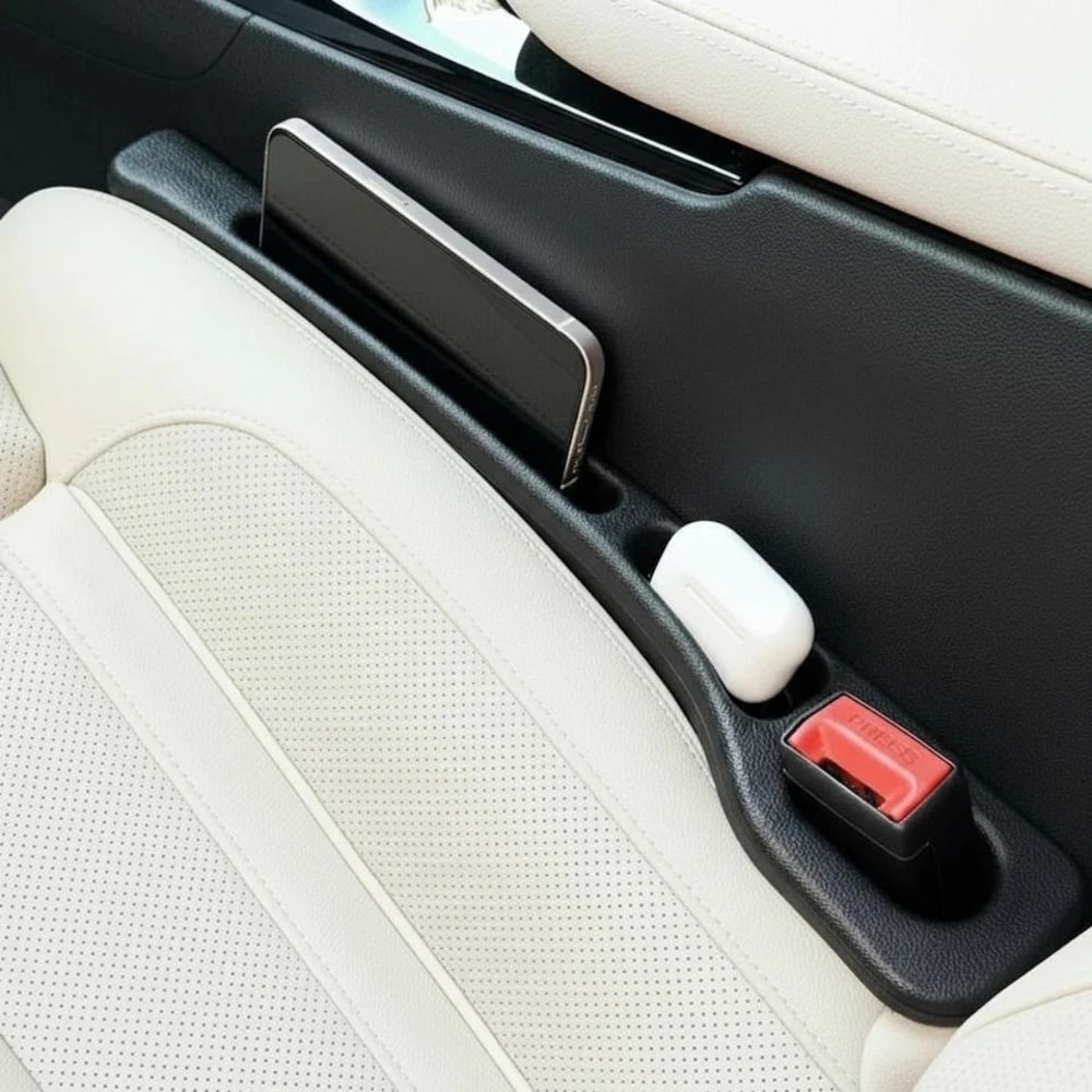 Leather Car Seat Gap Filler With Storage Organizer 2