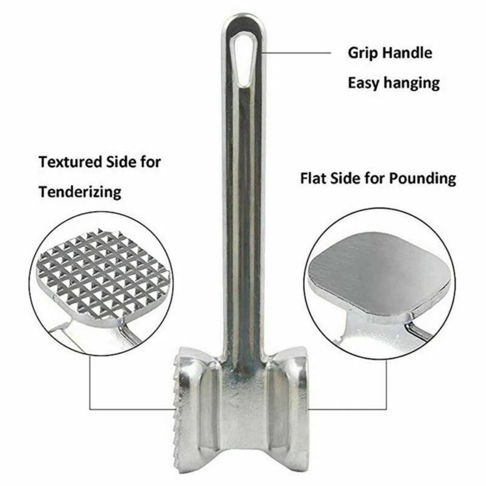 Double Sided Meat Tenderizer Aluminum Steak Mallet For Beef Chicken Pork 1