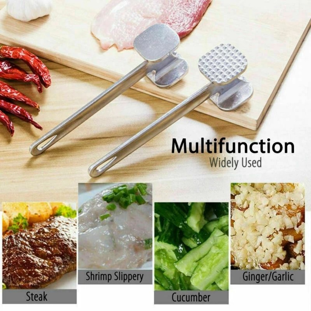 Double Sided Meat Tenderizer Aluminum Steak Mallet For Beef Chicken Pork 7
