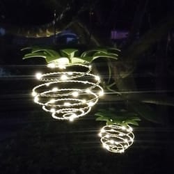 solar pineapple wind chimes color changing led hanging garden light