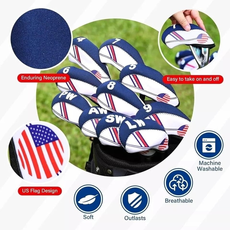 USA Flag Golf Iron Head Covers Neoprene Golf Club Covers 1