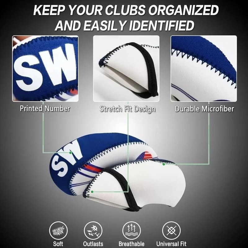 USA Flag Golf Iron Head Covers Neoprene Golf Club Covers 4