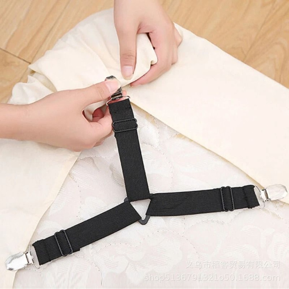 Adjustable Bed Sheet Holder Straps With Triangle Mattress Grippers 0