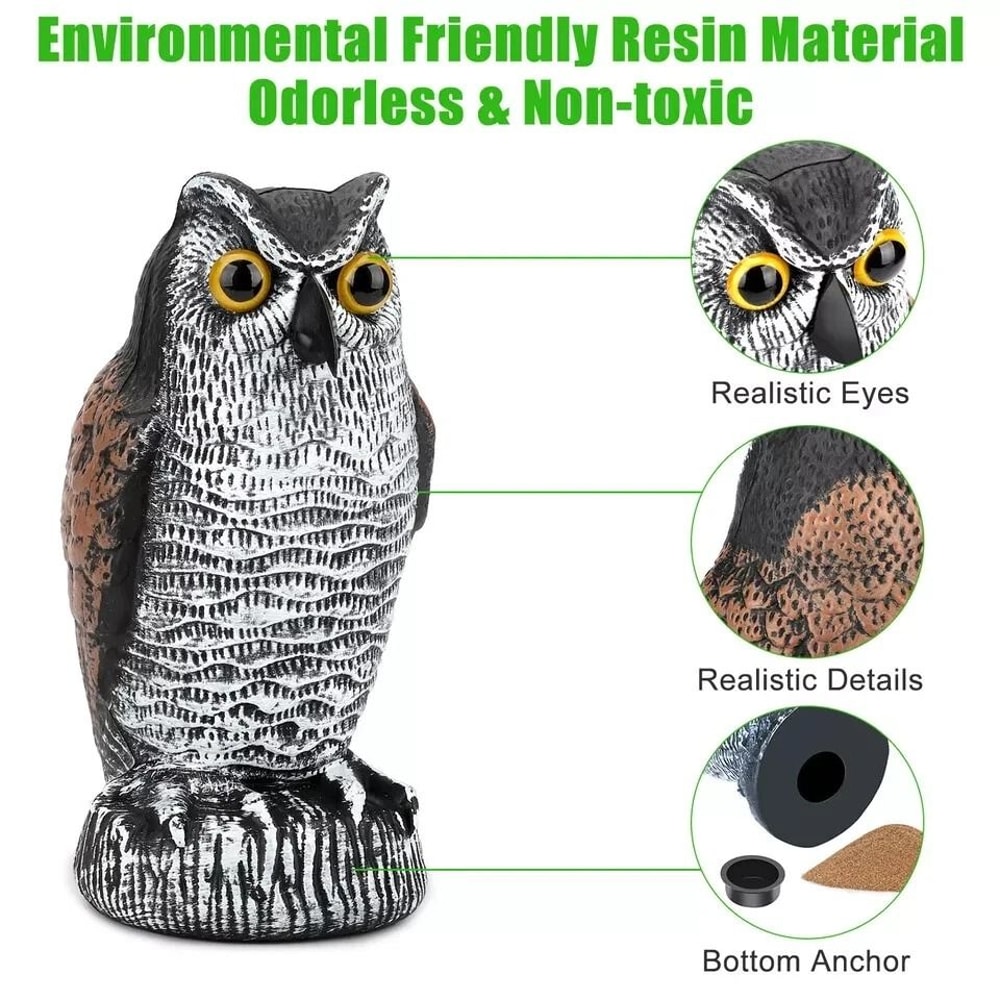 Realistic Owl Decoy Bird Deterrent For Garden Yard Patio 4