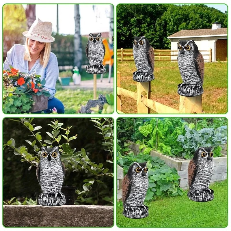 Realistic Owl Decoy Bird Deterrent For Garden Yard Patio 5