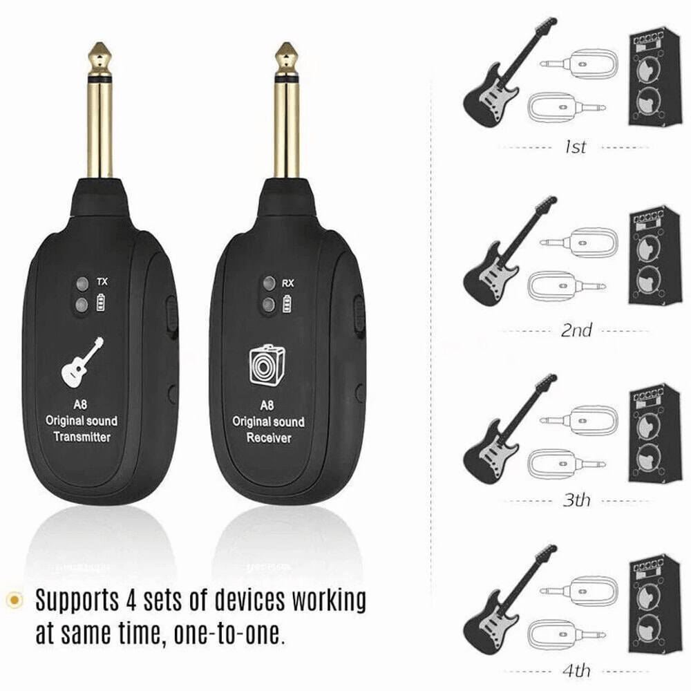 Rechargeable Wireless Guitar System Transmitter Receiver For Guitar And Bass 6
