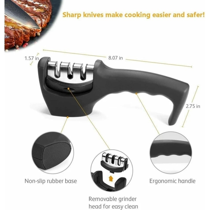 Professional Stage Knife Sharpener For Kitchen Knives Ceramic Tungsten Manual Tool 6