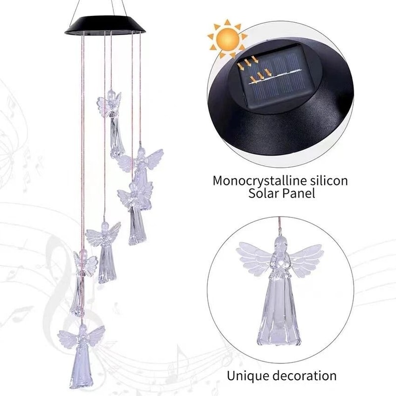 Solar Angel Wind Chimes With Color Changing LED Lights For Garden Decor 2