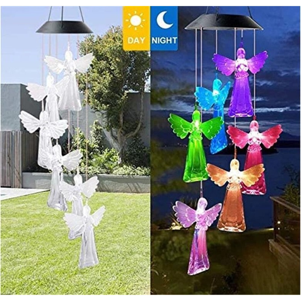 Solar Angel Wind Chimes With Color Changing LED Lights For Garden Decor 3