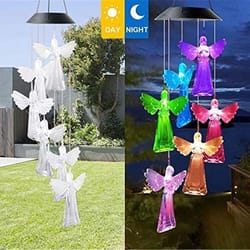 solar angel wind chimes with color changing led lights for garden decor