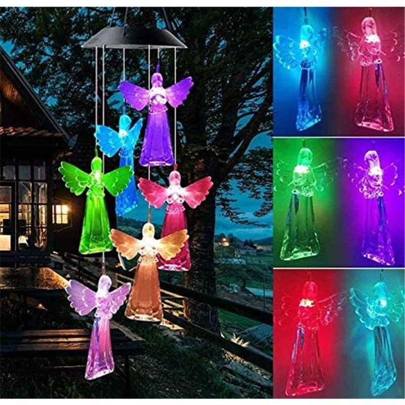 Solar Angel Wind Chimes With Color Changing LED Lights For Garden Decor 4