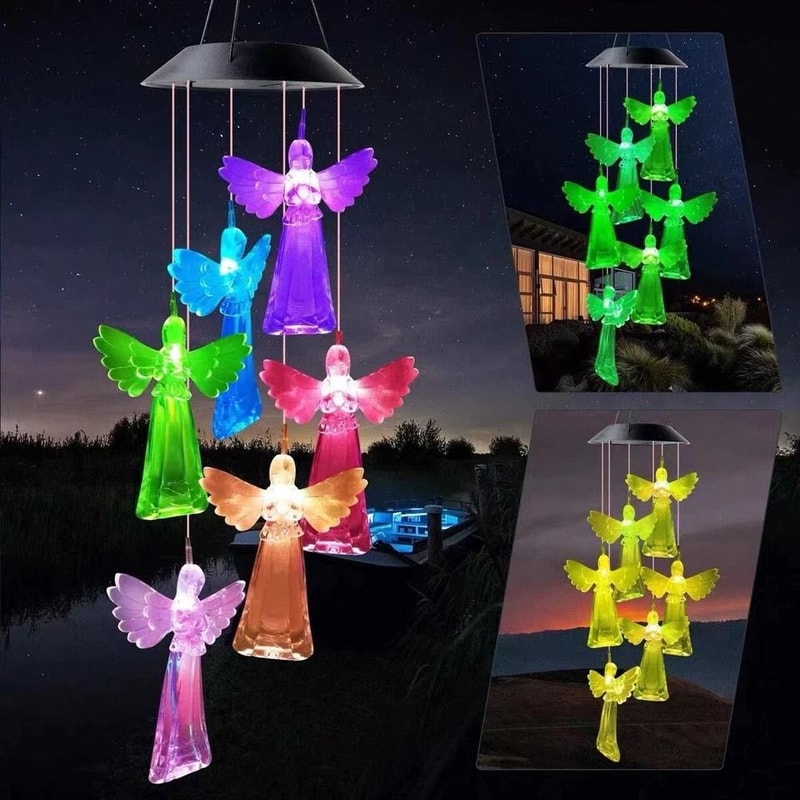 Solar Angel Wind Chimes With Color Changing LED Lights For Garden Decor 5