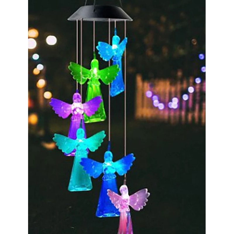 Solar Angel Wind Chimes With Color Changing LED Lights For Garden Decor 7