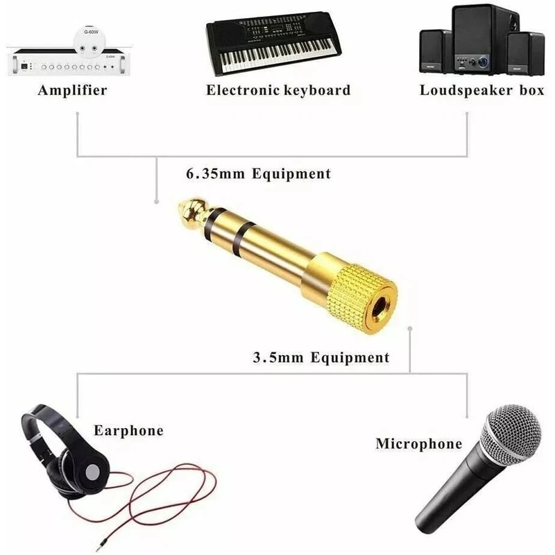 Gold Plated Male To Female Stereo Headphone Audio Adapter 3