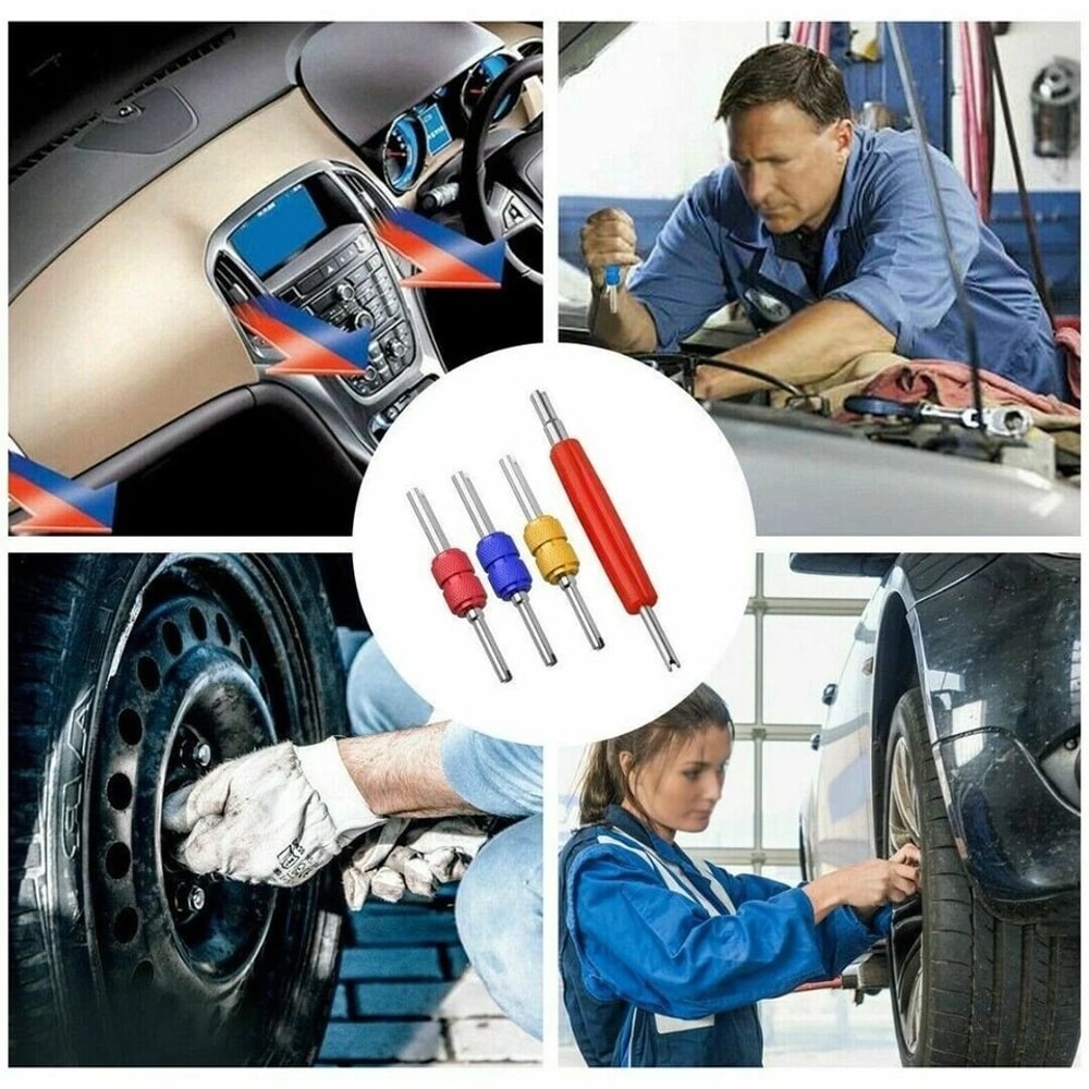 Dual Schrader Valve Core Remover Tool For AC HVAC And Tire Repair 2