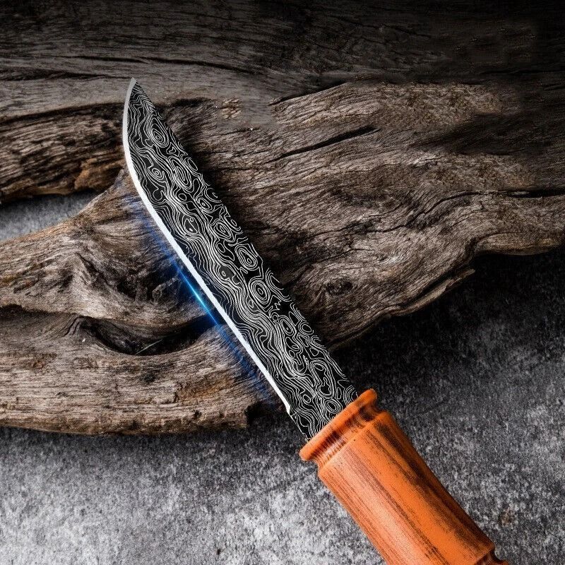 Damascus Steel Portable Fruit Knife With Bamboo Handle For Camping Kitchen And Everyday Use 5