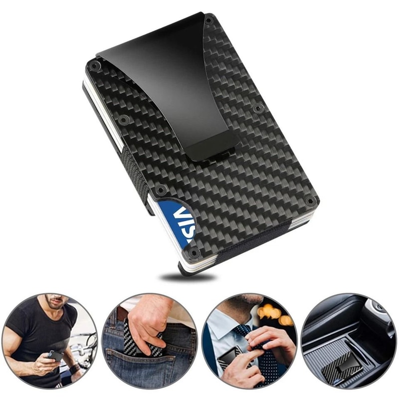 RFID Blocking Slim Money Clip Carbon Fiber Wallet For Men 1