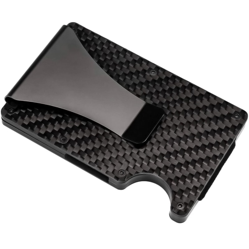 RFID Blocking Slim Money Clip Carbon Fiber Wallet For Men 0