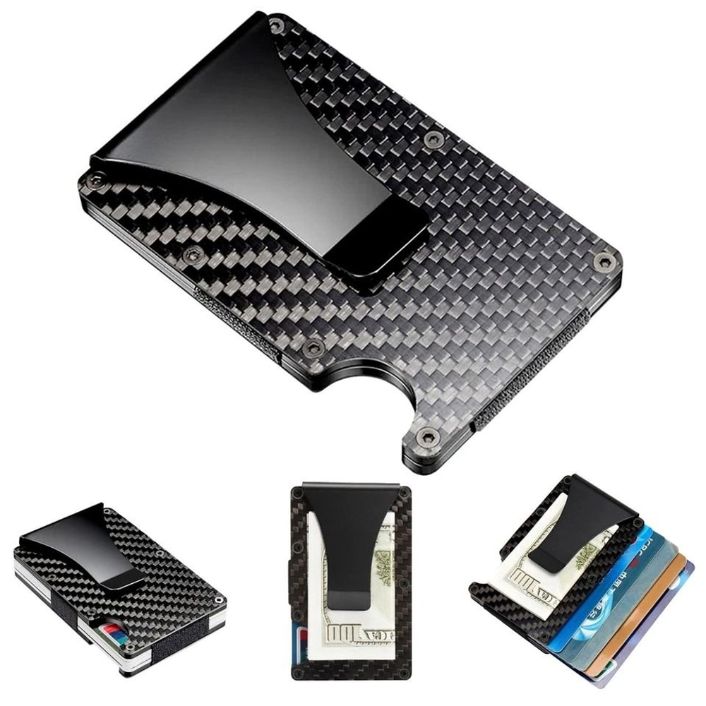 RFID Blocking Slim Money Clip Carbon Fiber Wallet For Men 3