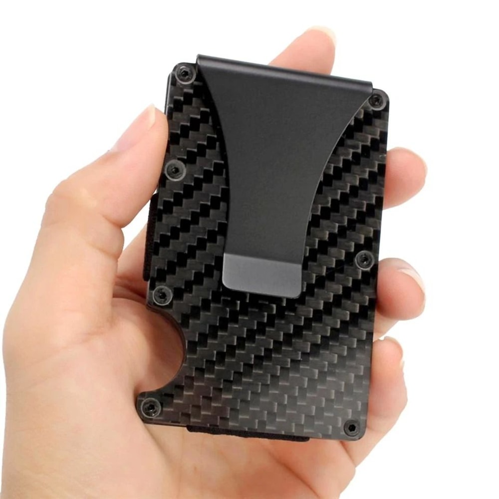 RFID Blocking Slim Money Clip Carbon Fiber Wallet For Men 4