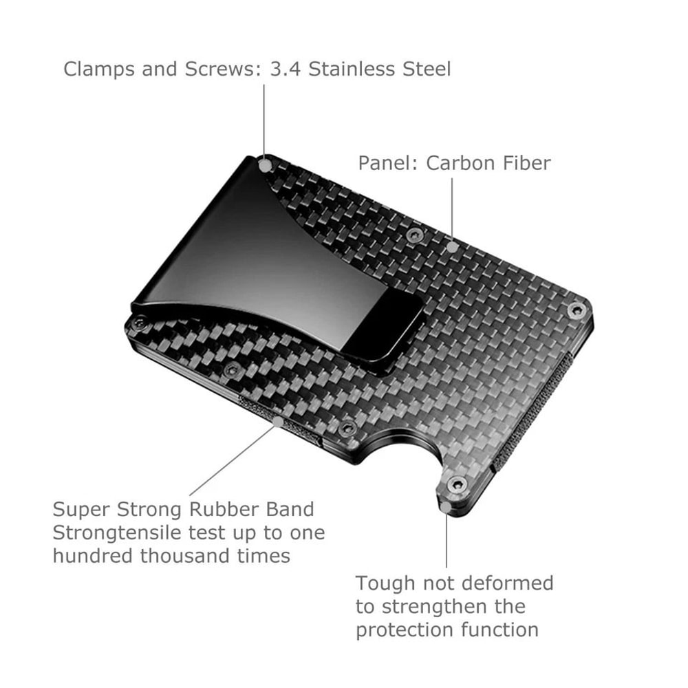 RFID Blocking Slim Money Clip Carbon Fiber Wallet For Men 6