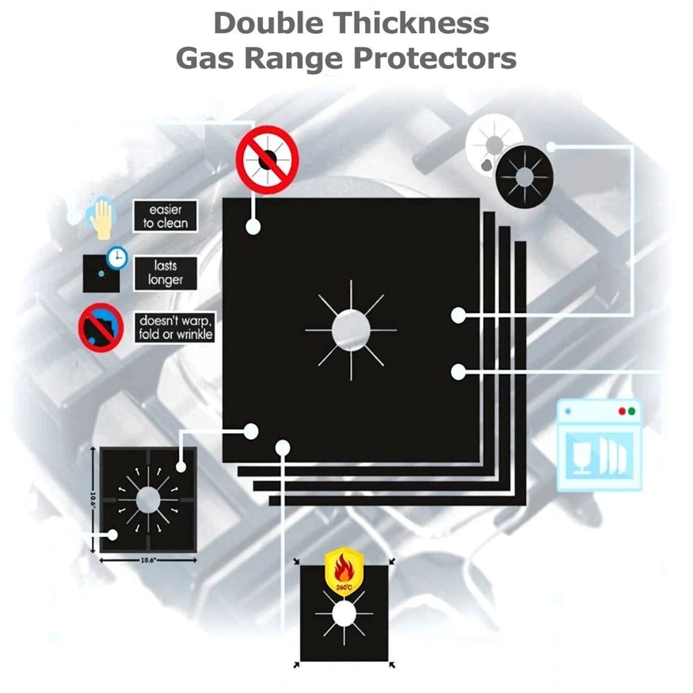 Reusable Gas Stove Burner Covers Non Stick Stove Top Protector Liners 6