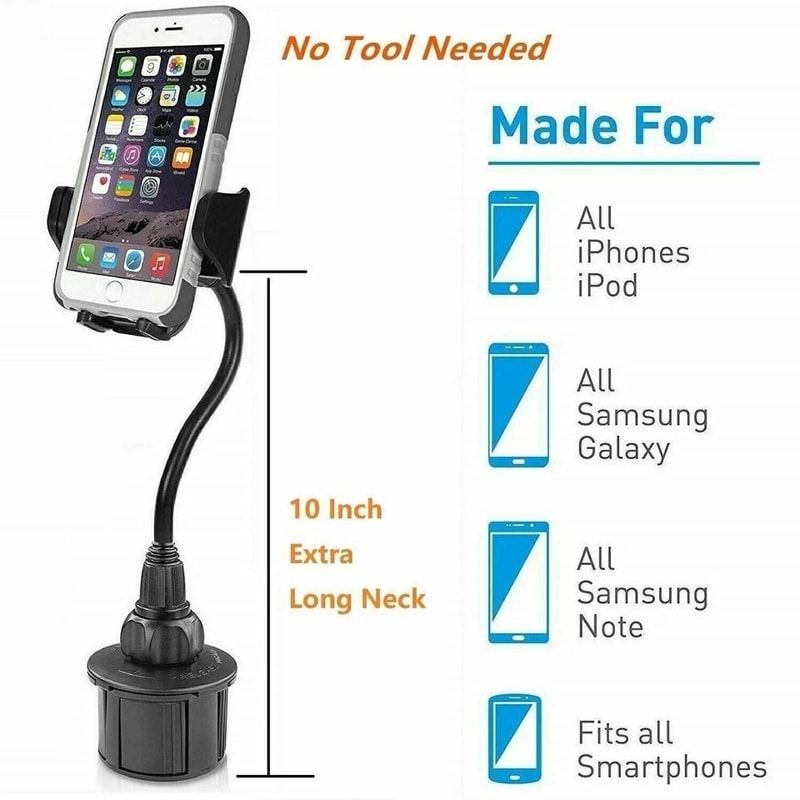 Universal Adjustable Car Phone Mount Gooseneck Cup Holder Cradle For Smartphones 2