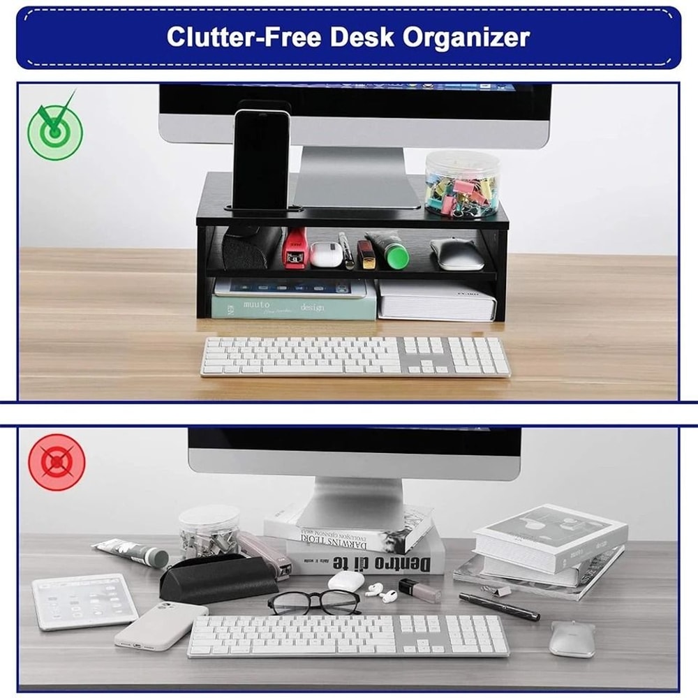 Tier Monitor Stand Riser With Desk Organizer And Phone Holder 5