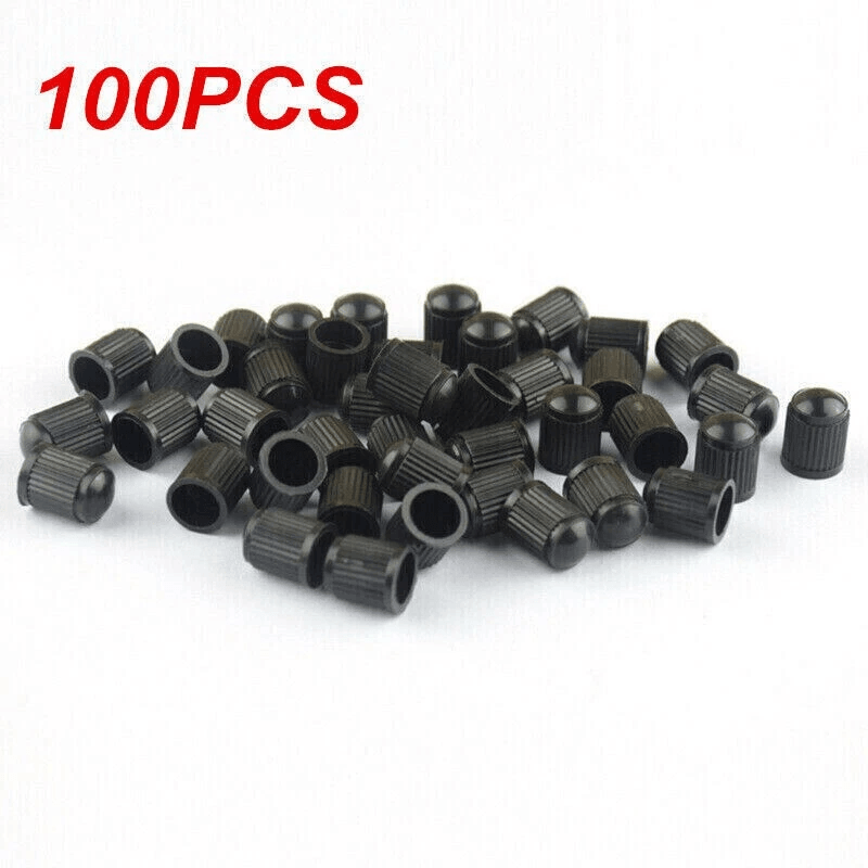 Black Plastic Tire Valve Stem Caps For Cars Trucks Bikes 1