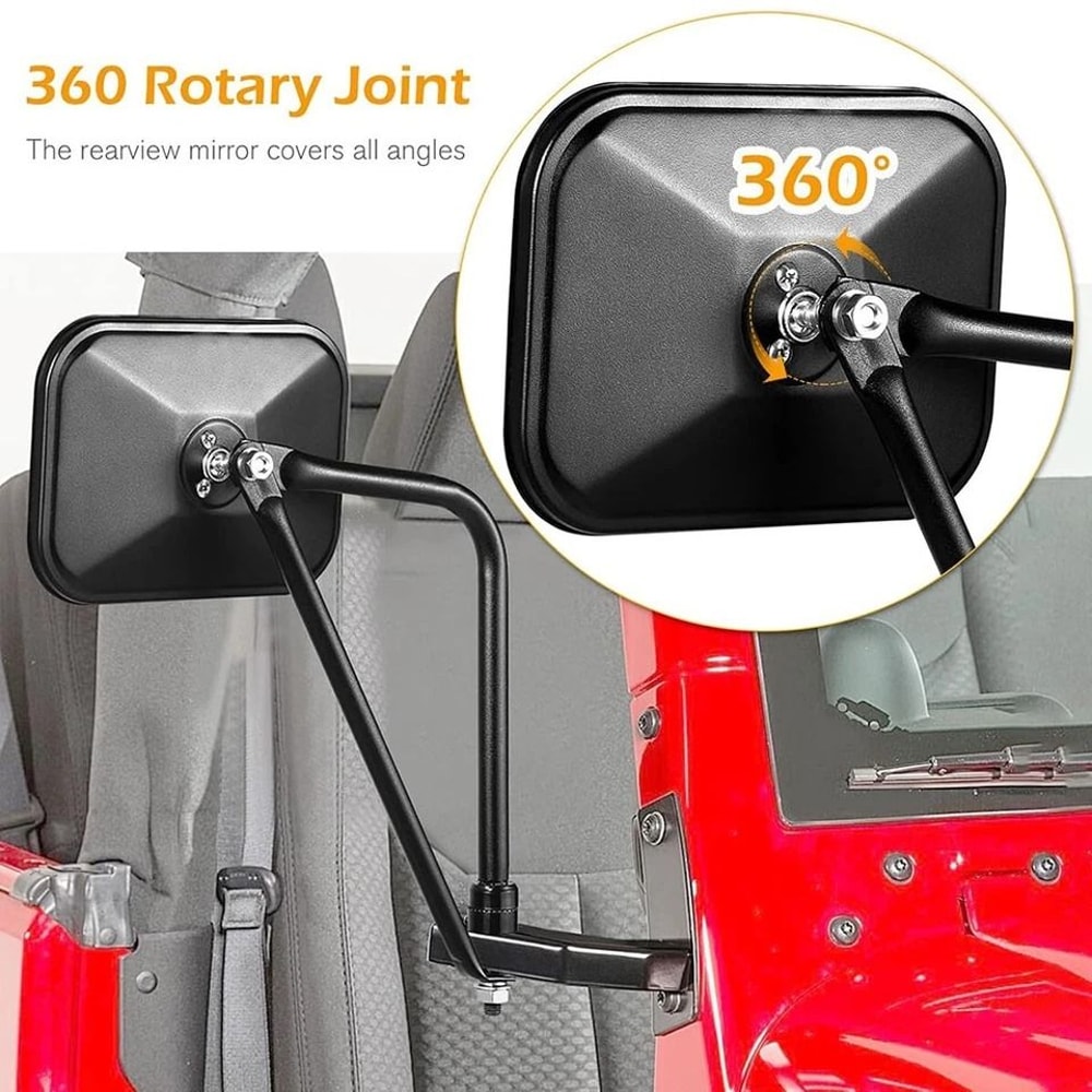 Jeep Wrangler Door Off Quick Release Side Hinge Mirrors 5