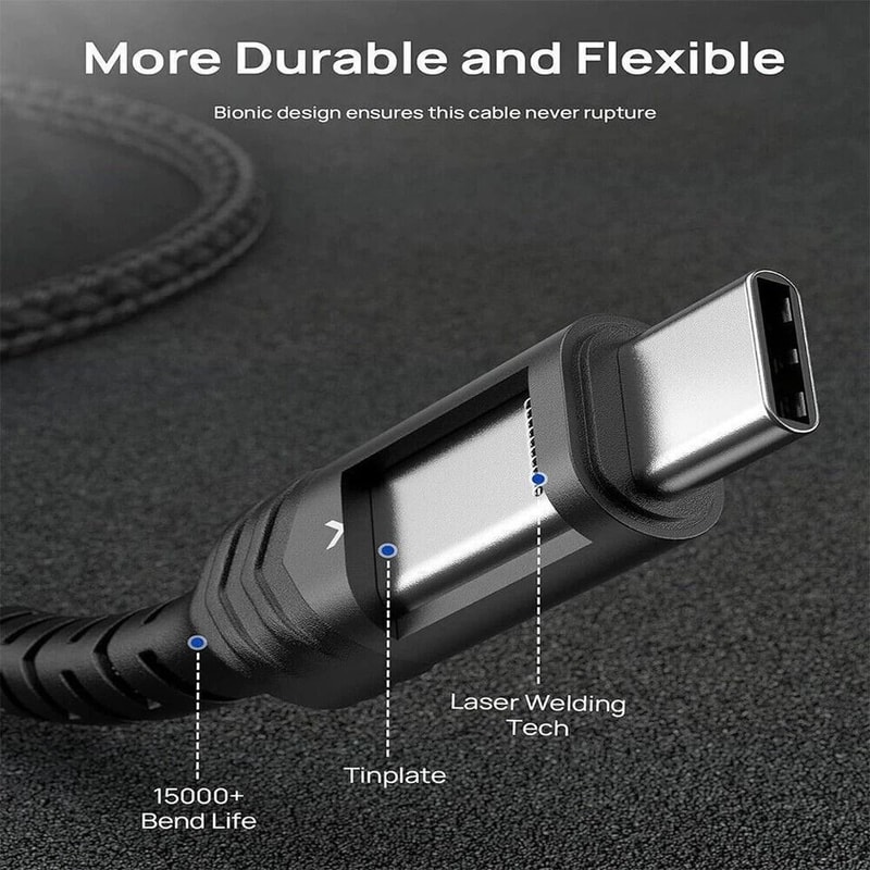 USB C To USB C Cable Fast Charging Gbps Data Transfer For IPhone Galaxy 3