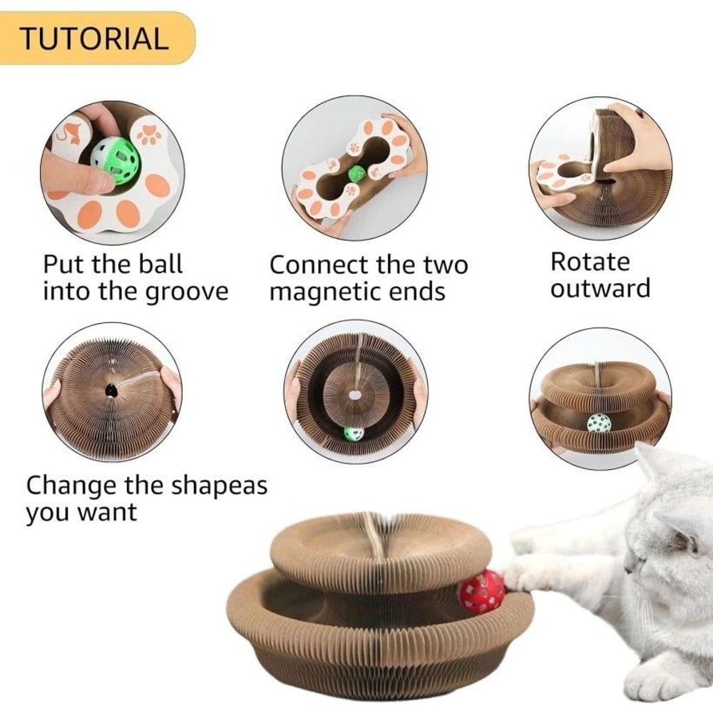 Interactive Cat Scratcher Pad With Ball Track For Indoor Play 2