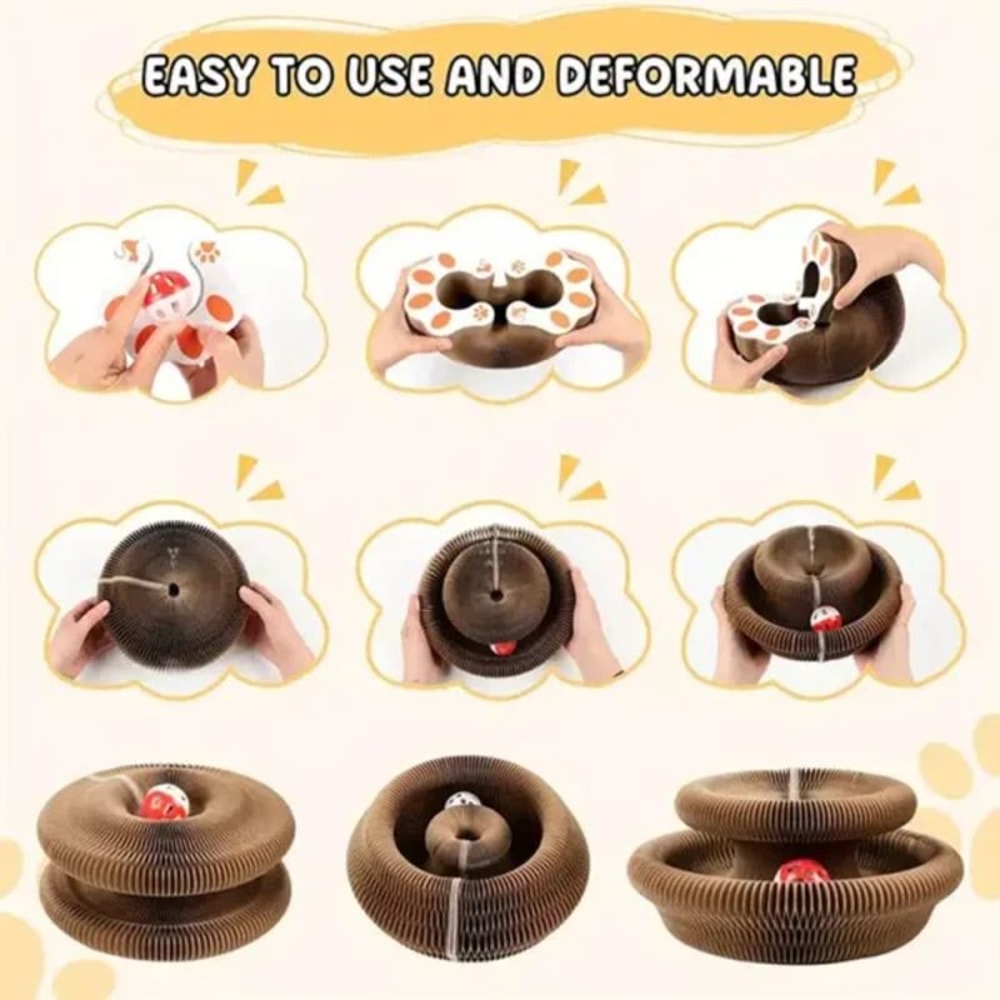 Interactive Cat Scratcher Pad With Ball Track For Indoor Play 3