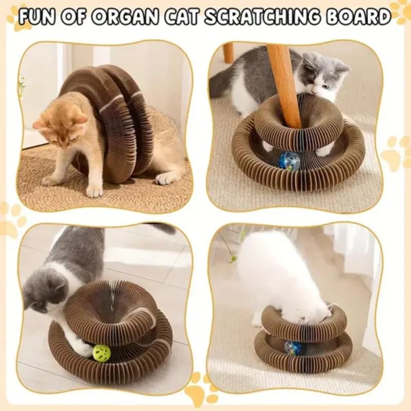 Interactive Cat Scratcher Pad With Ball Track For Indoor Play 4