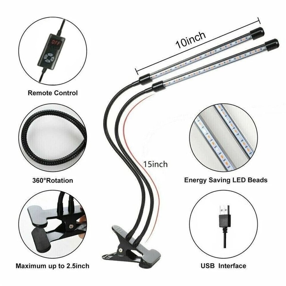 Head LED Grow Light Full Spectrum Indoor Plant Lamp 3
