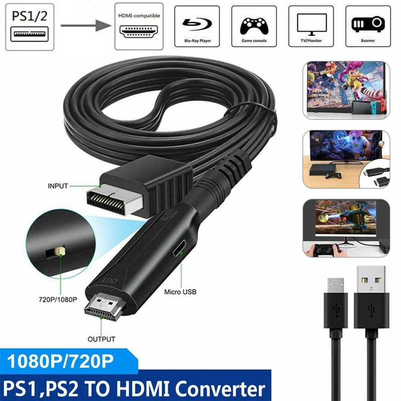 HDMI Adapter Cable For PlayStation Audio Video Converter 2