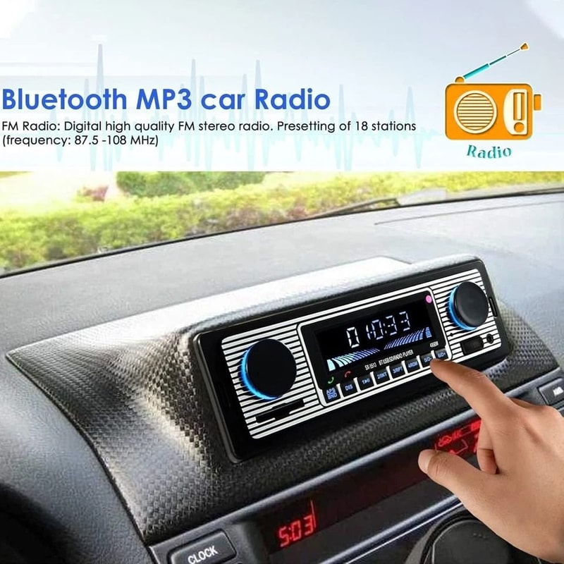 Classic Bluetooth Vintage Car Radio USB AUX Stereo 6