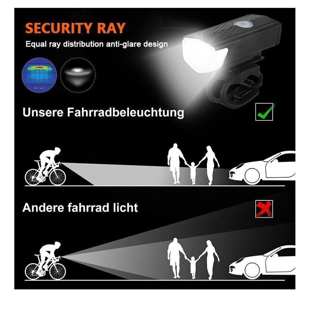 USB Rechargeable LED Bike Light Set Front And Rear Safety Lights 3
