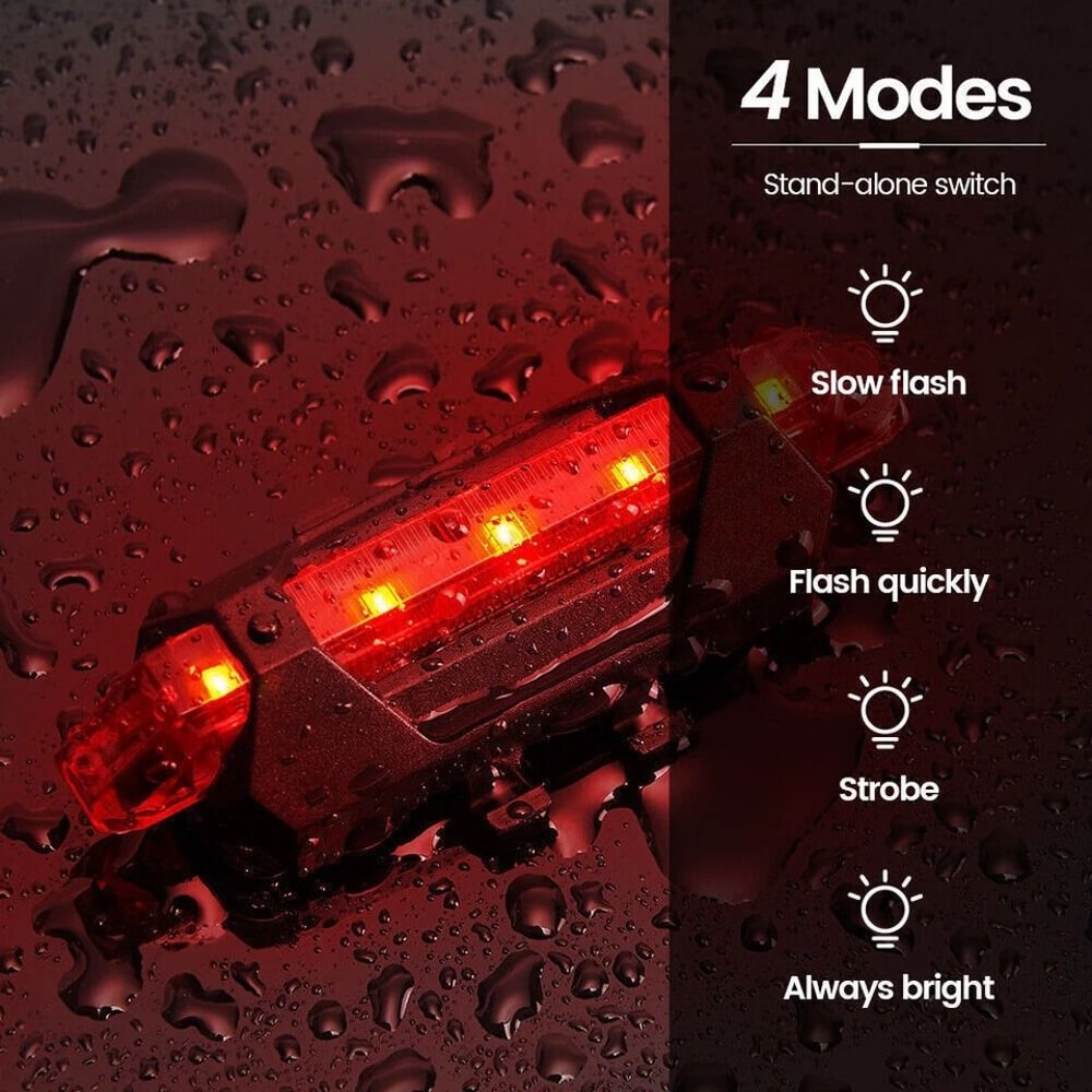 USB Rechargeable LED Bike Light Set Front And Rear Safety Lights 5