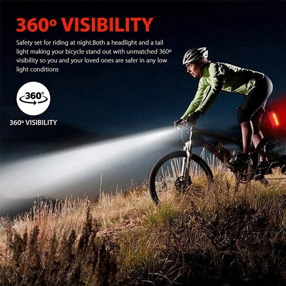 USB Rechargeable LED Bike Light Set Front And Rear Safety Lights 6