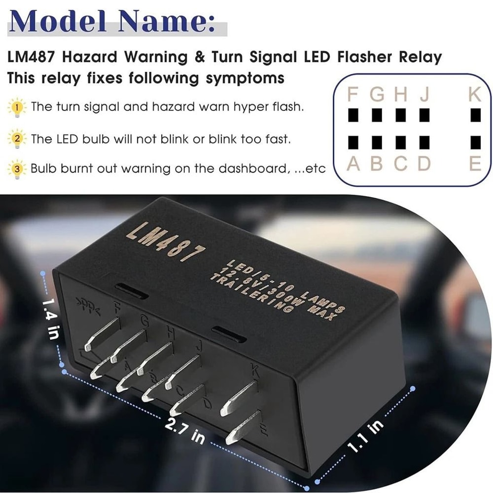 LED Flasher Relay Pin Chevy GMC Turn Signal Hazard Warning Module 1