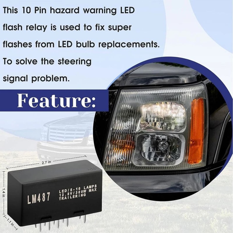 LED Flasher Relay Pin Chevy GMC Turn Signal Hazard Warning Module 3