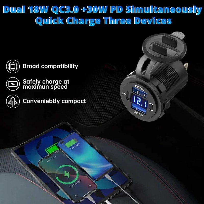 USB C Charger Port With PD Fast Charging Outlet For Car Boat RV 4
