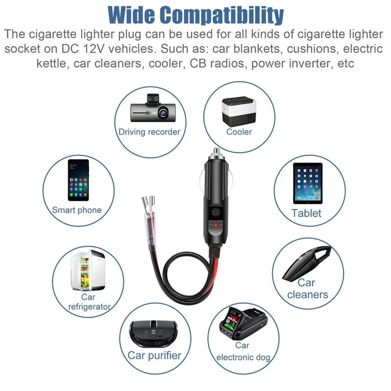 Fused Cigarette Lighter Plug With Connector Cable 6