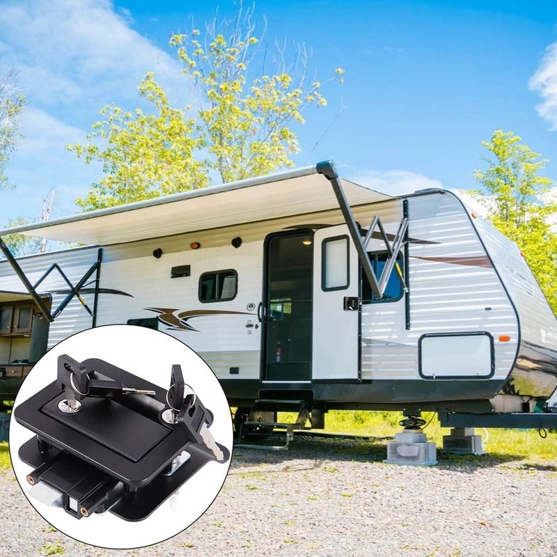 RV Entry Door Lock With Deadbolt Camper Door Latch Replacement Kit 9