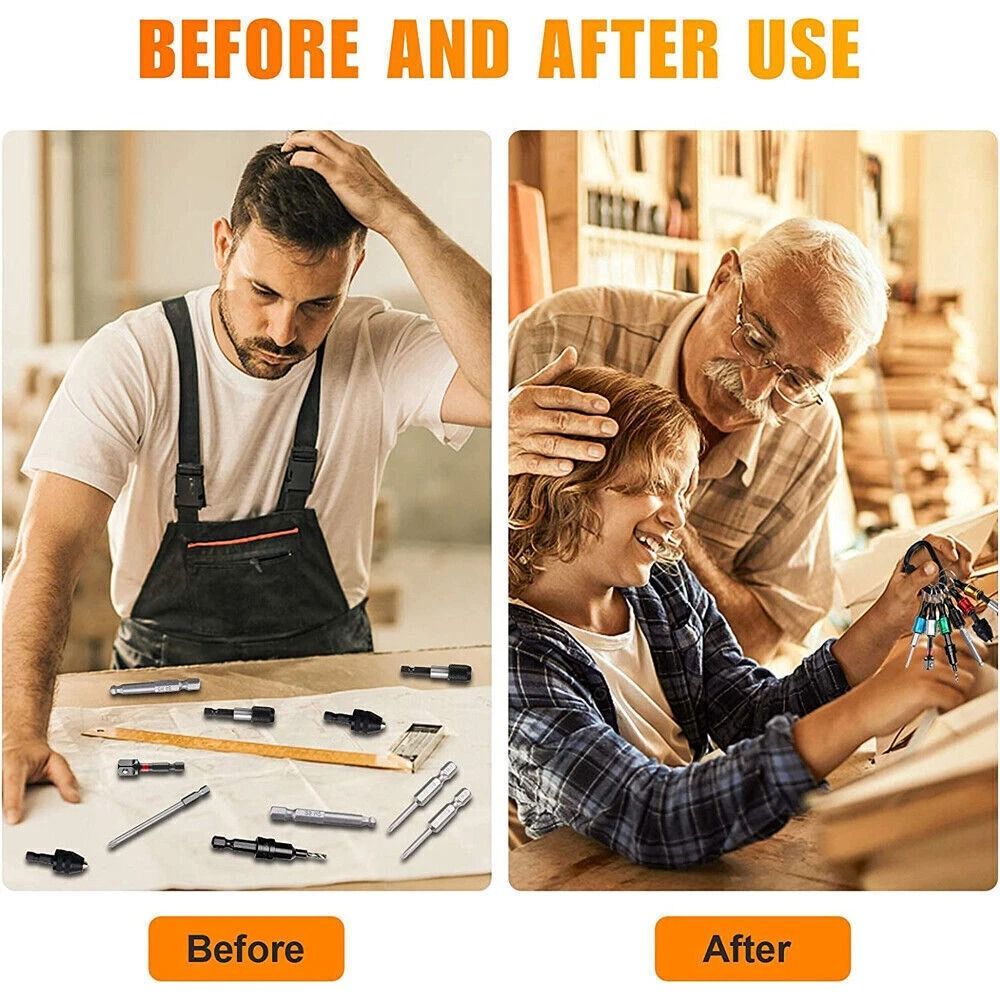 Quick Release Hex Shank Drill Bit Keychain Holder Set 1