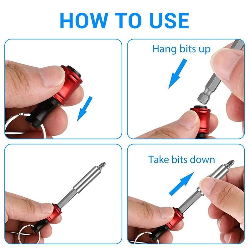 Quick Release Hex Shank Drill Bit Keychain Holder Set 7