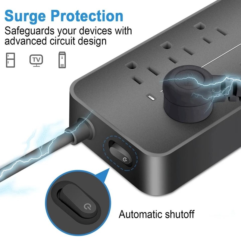 Outlet USB Surge Protector Wall Mount Power Strip With USB C Port 3