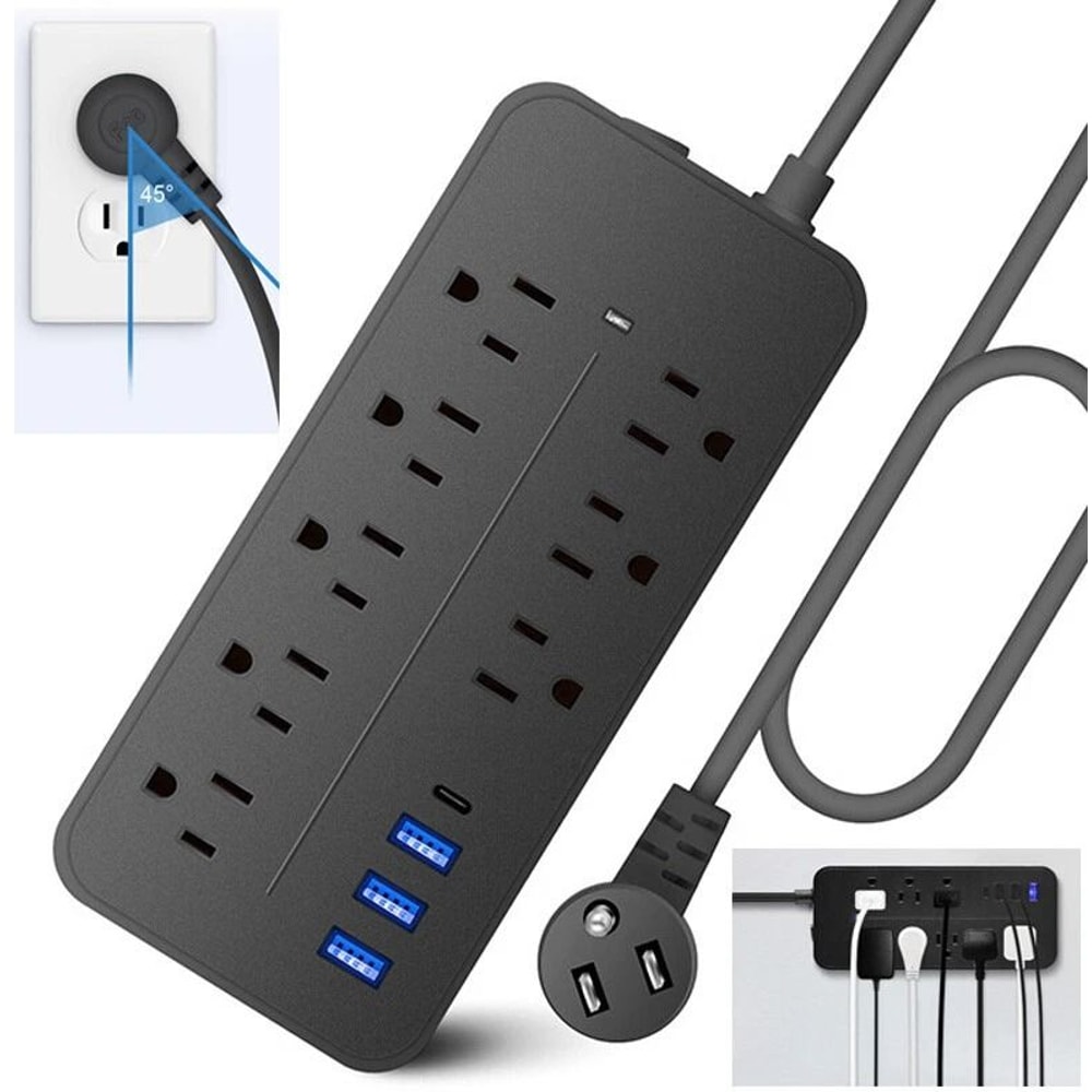 Outlet USB Surge Protector Wall Mount Power Strip With USB C Port 10
